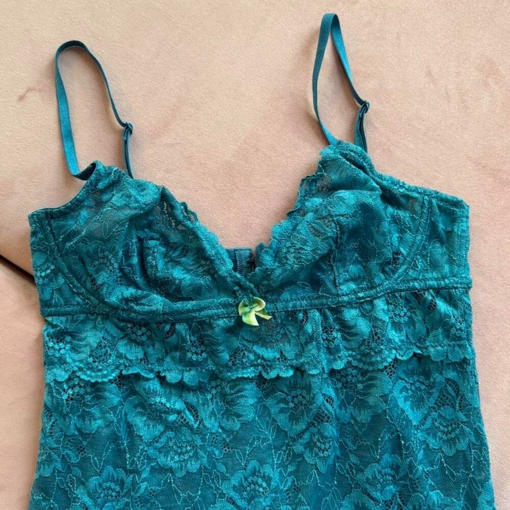 Y2K Turquoise Lace Mini Dress